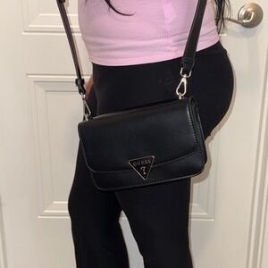 GUESS Black Logo Triangle Crossbody Bag